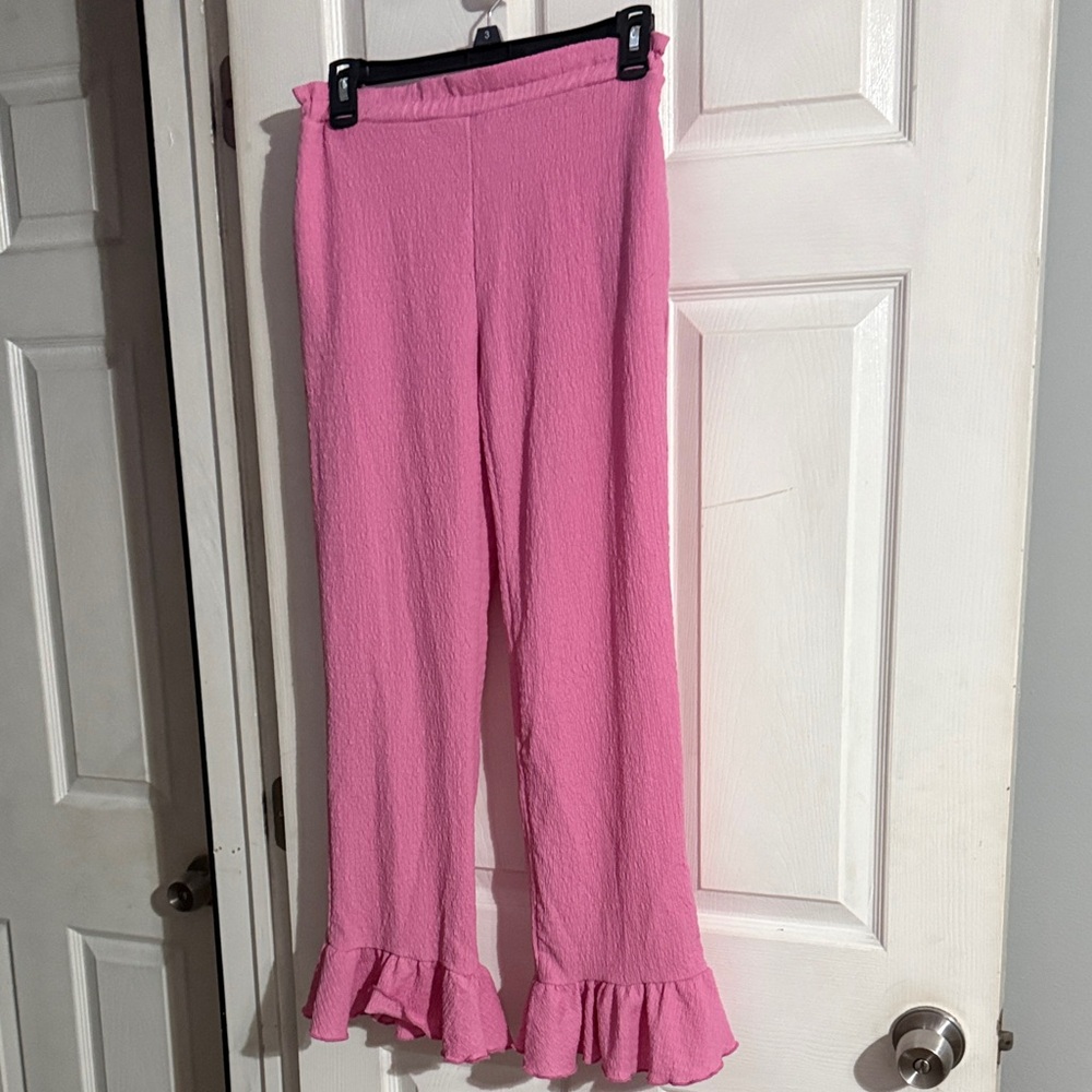 Urban Outfitters Pink Ruffle Hem Pants